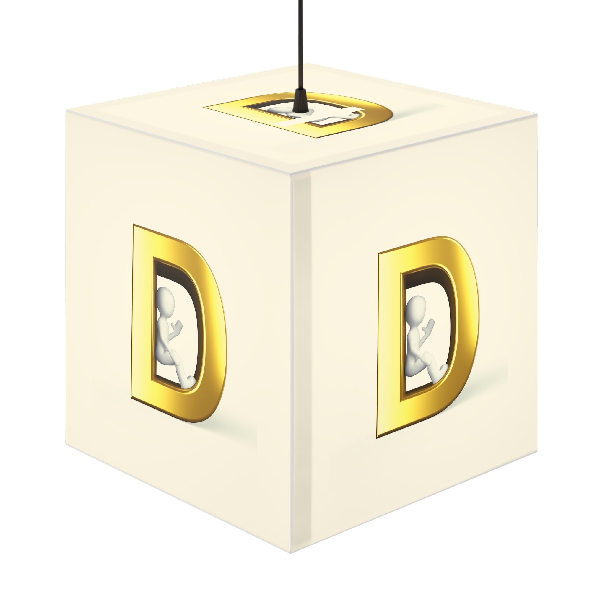 Golden Letter D Light Cube Lamp | Monogram Initial Table Lamp