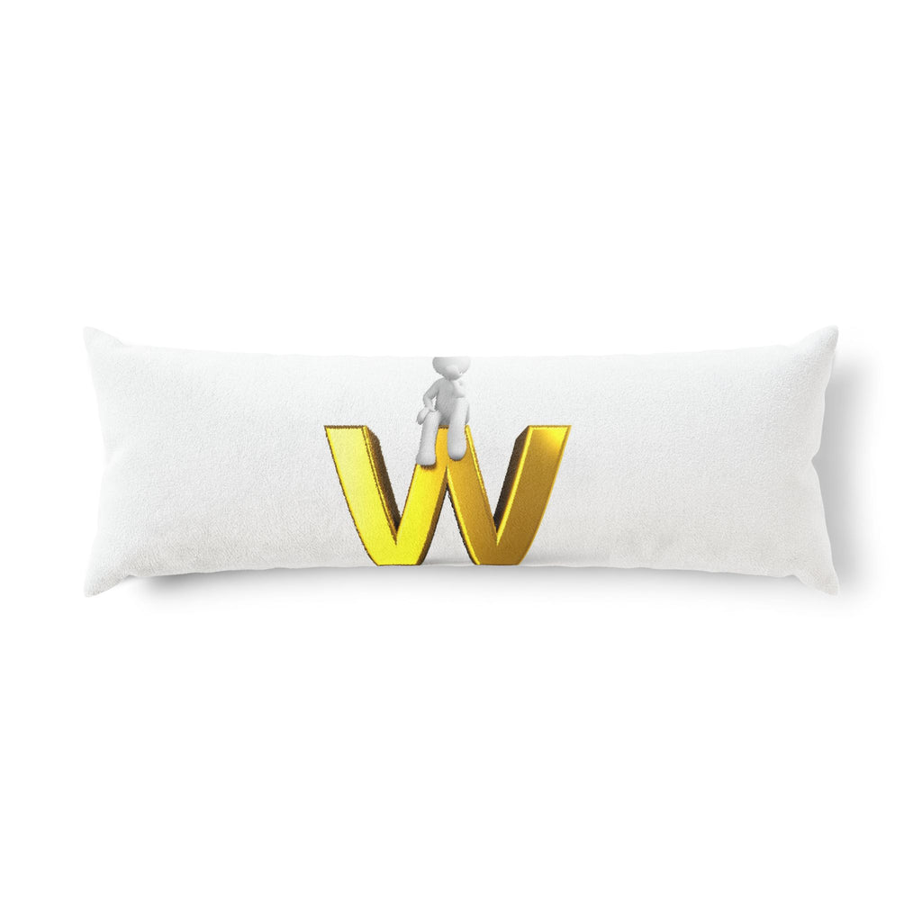Gold Letter W with Figure Body Pillow | Monogram Initial Pillow