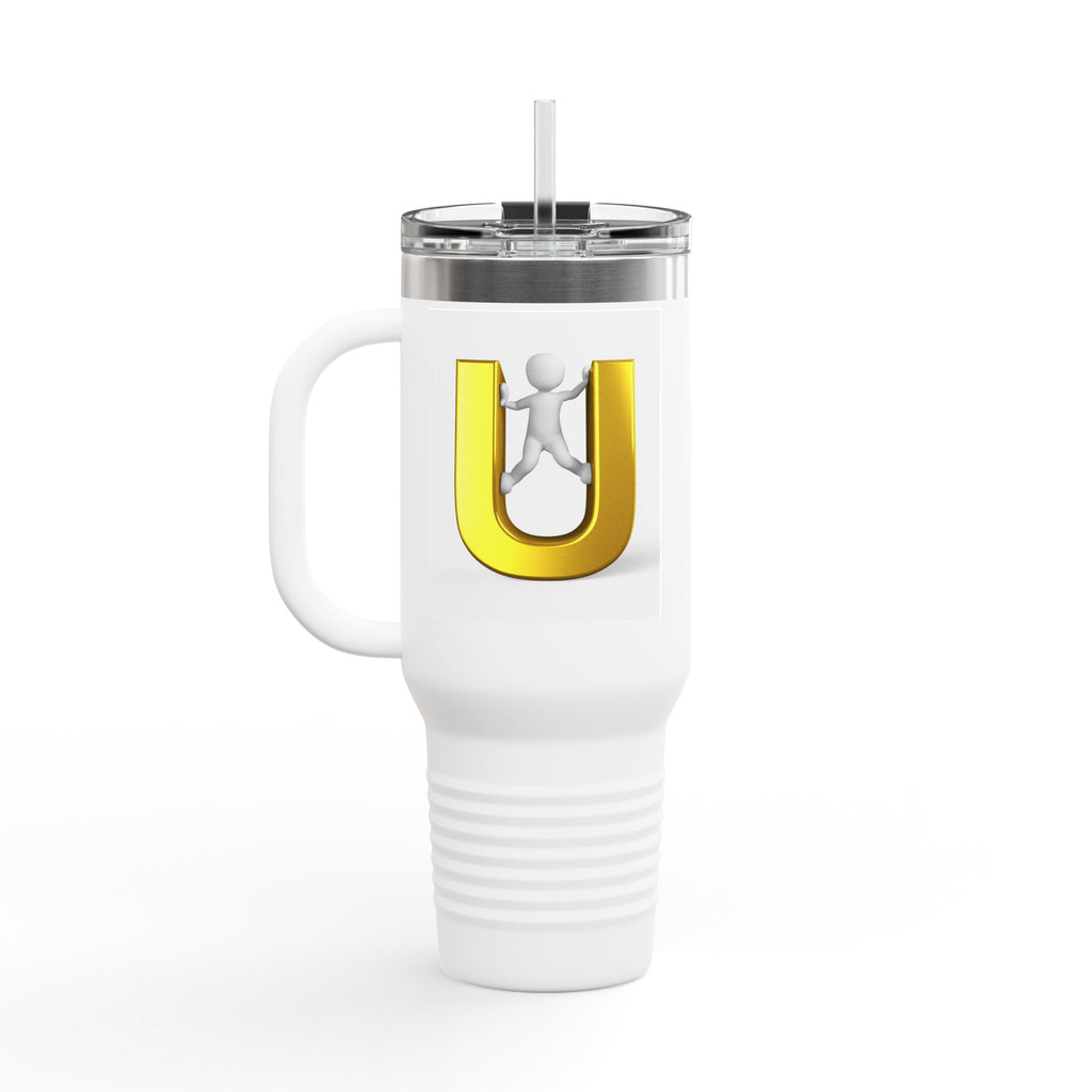 3D Gold Letter U with Figure Insulated Travel Mug 40oz | Tumbler
