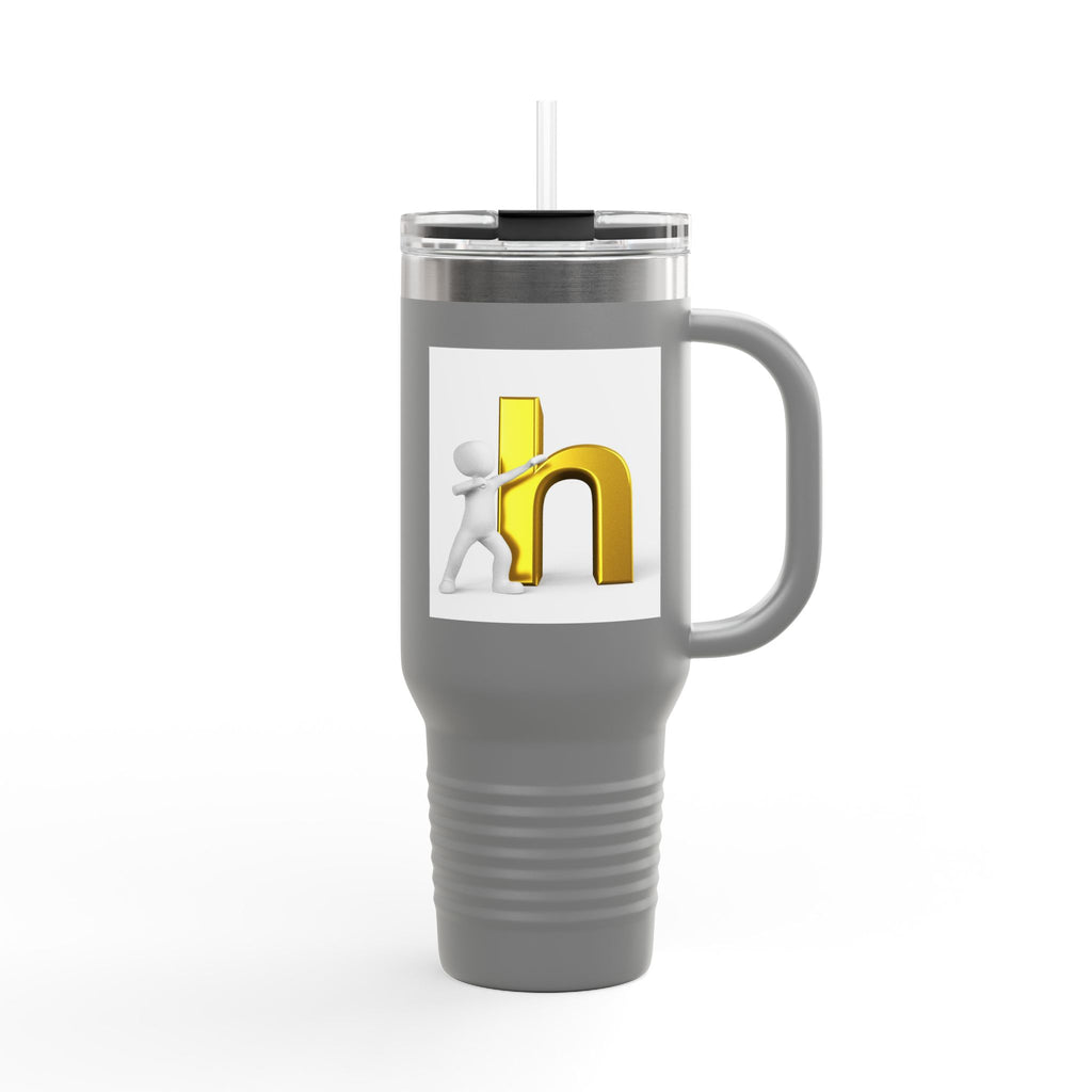 3D Gold Letter H with Figure | Travel Mug