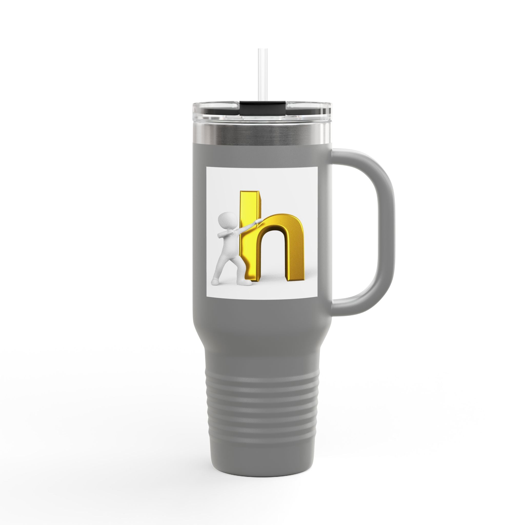 3D Gold Letter H with Figure | Travel Mug