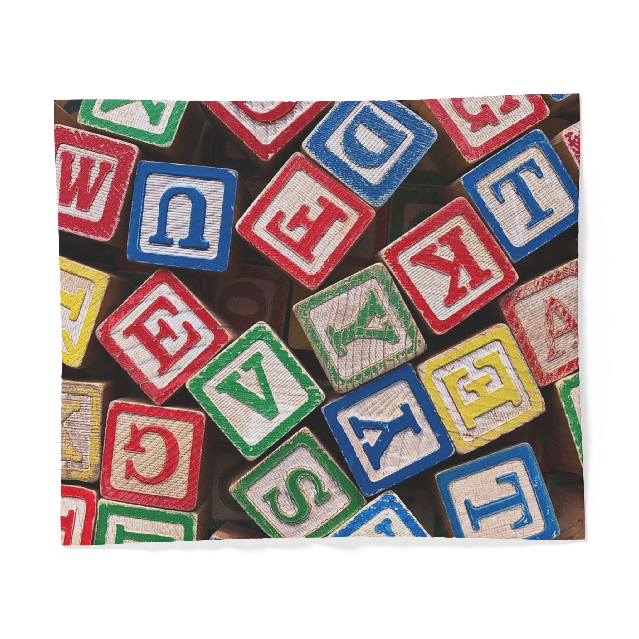 Housse de couette en coton Blocs de construction Alphabet | Parure de lit enfant Blocs colorés