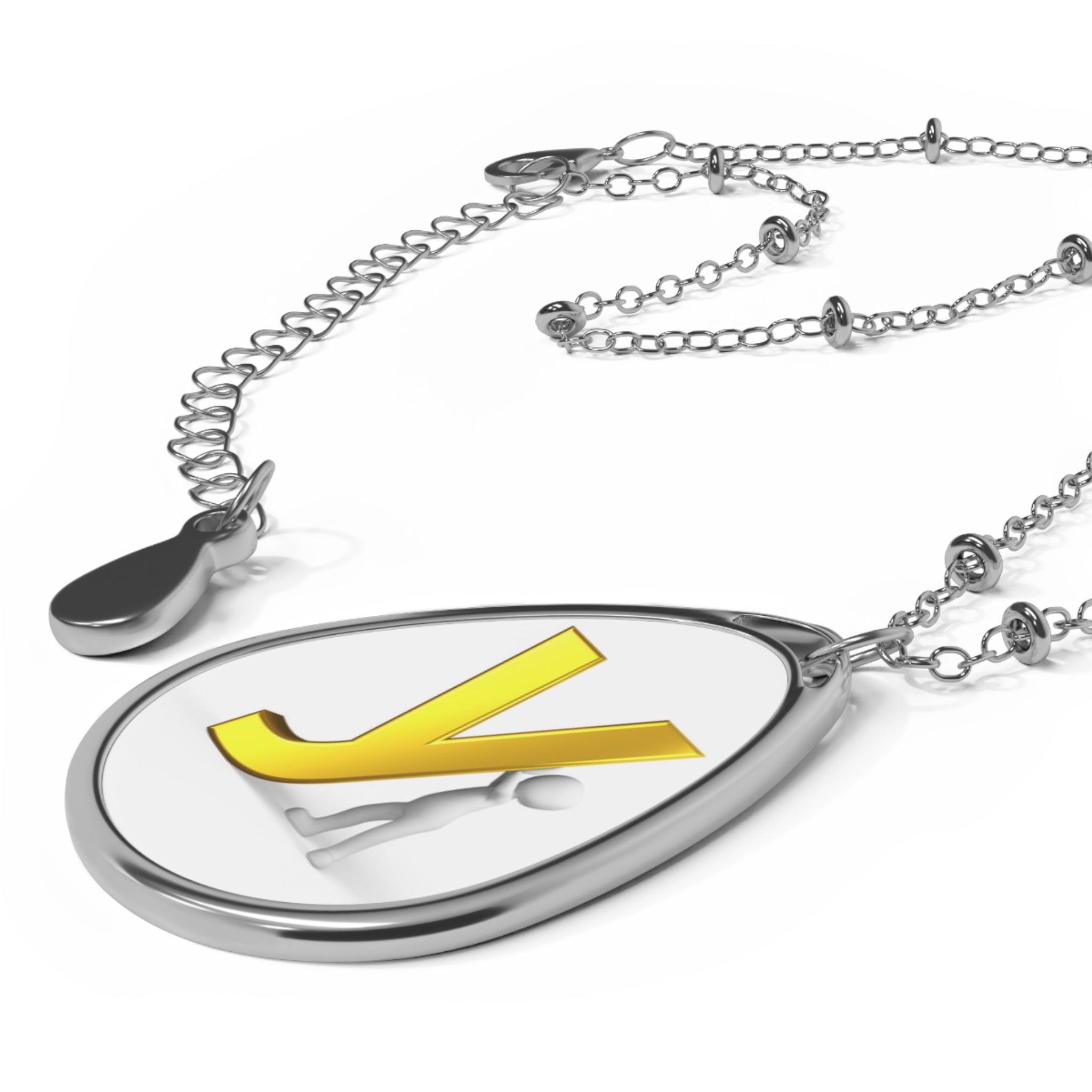 Personalized Oval Initial Necklace — Monogram Y Teardrop Pendant