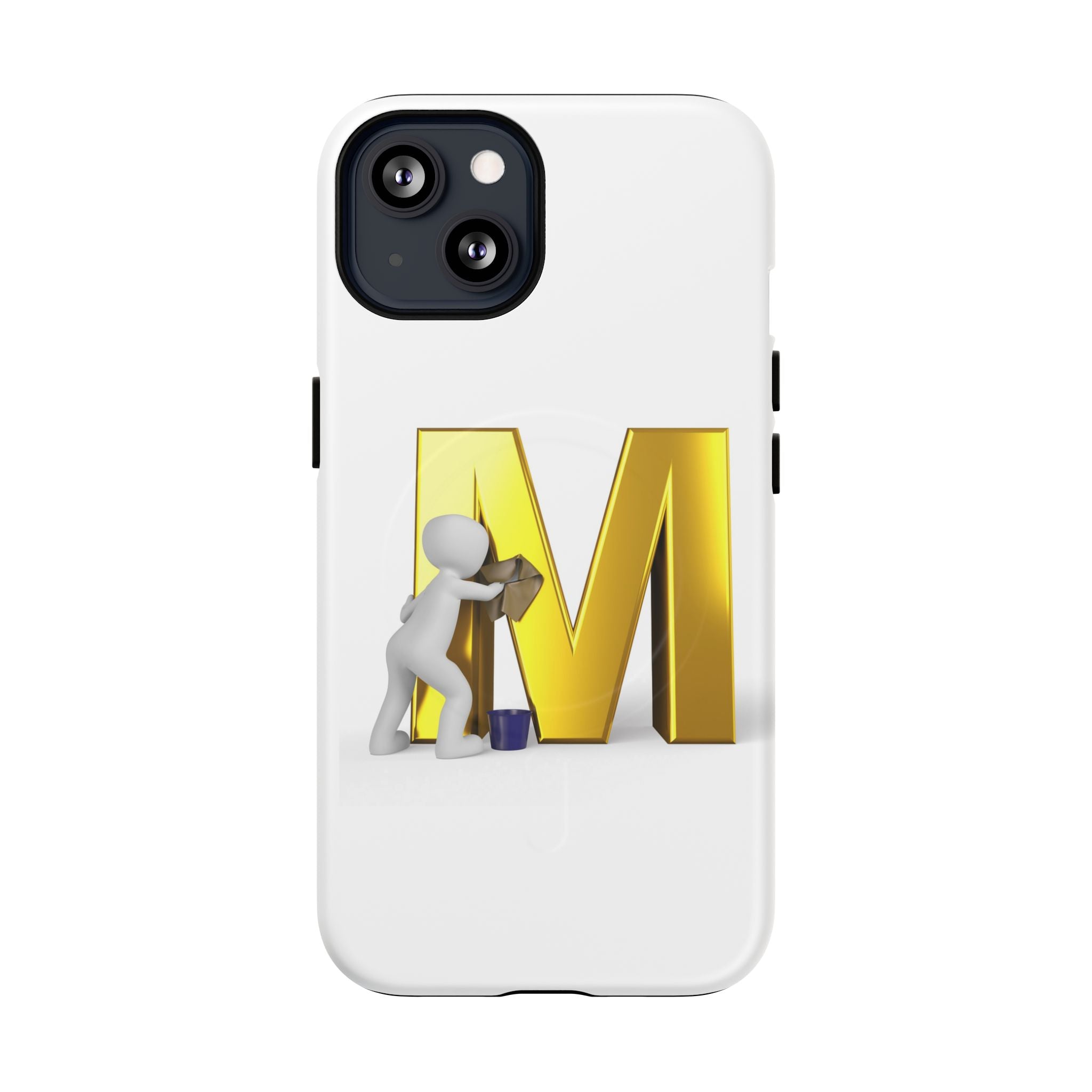 Coque de téléphone aimantée et robuste avec lettre M dorée | Coque magnétique résistante