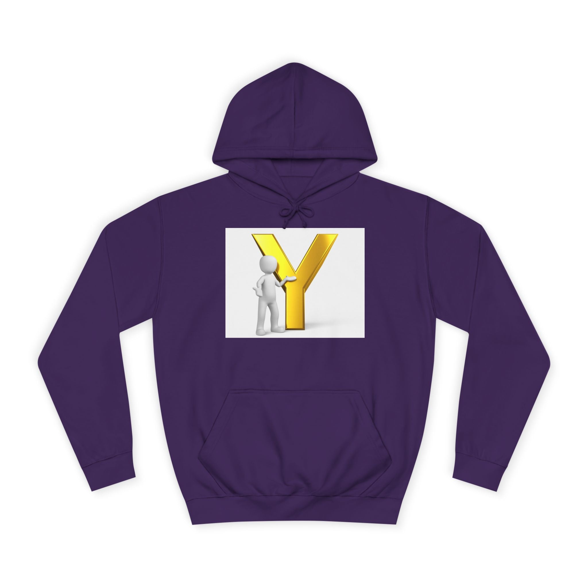 Sweat à capuche lettre Y en or 3D avec figurine | Monogramme initial