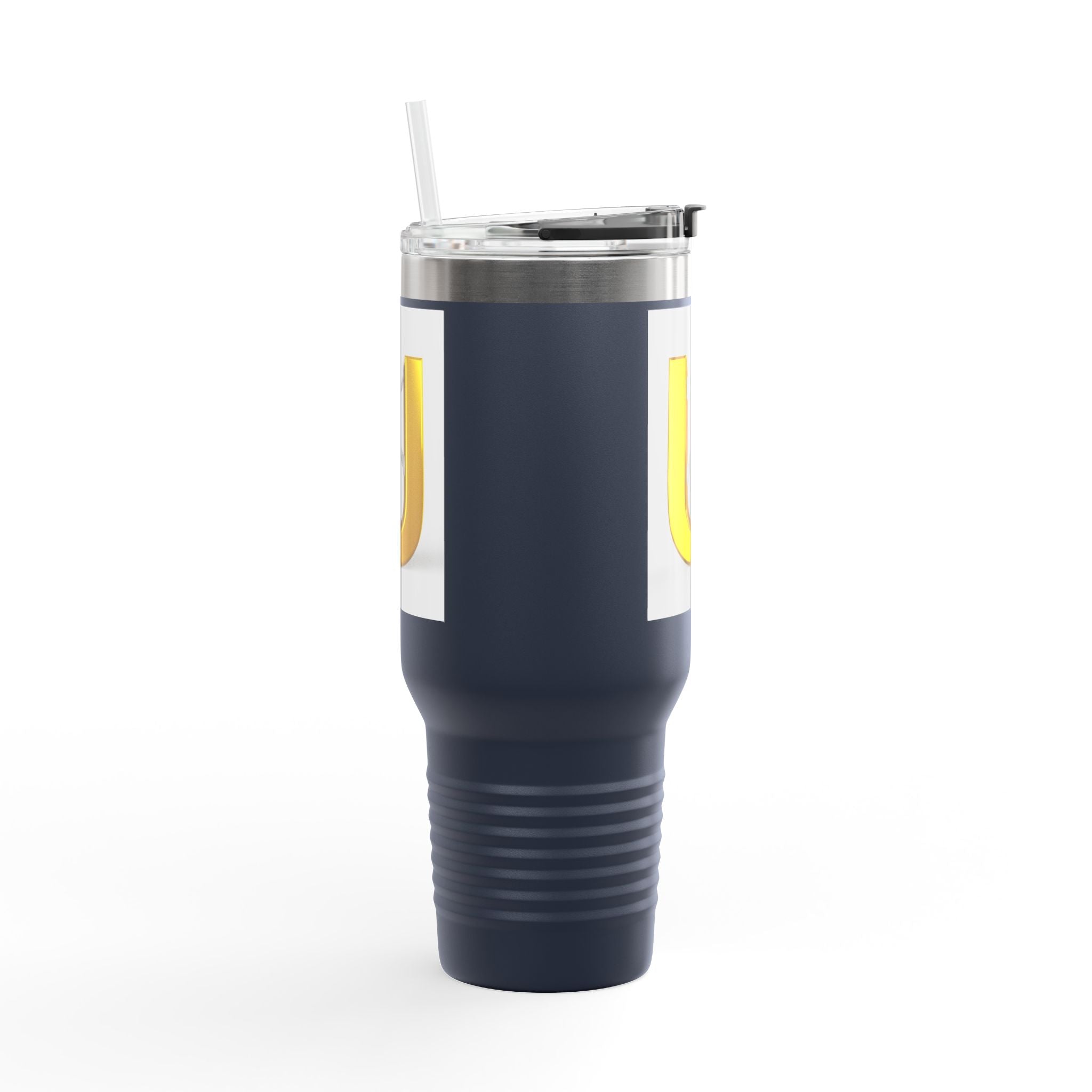 Gobelet de voyage isotherme 40 oz avec lettre U dorée en 3D et figurine | Tumbler