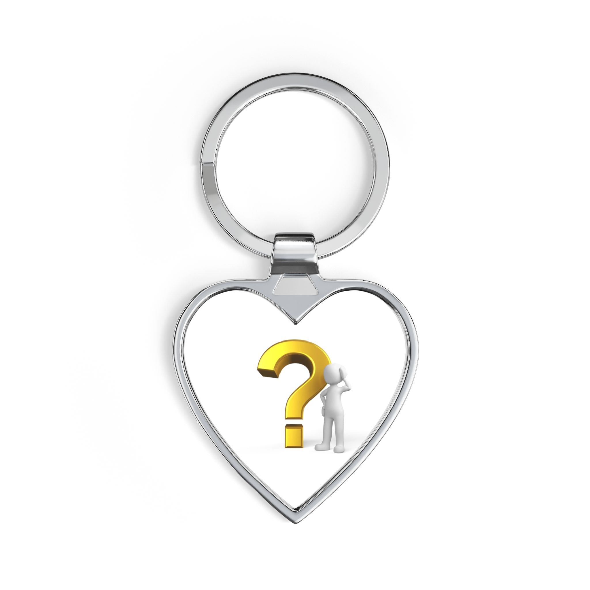 Question Mark Figure Heart Keychain | Heart Keychain