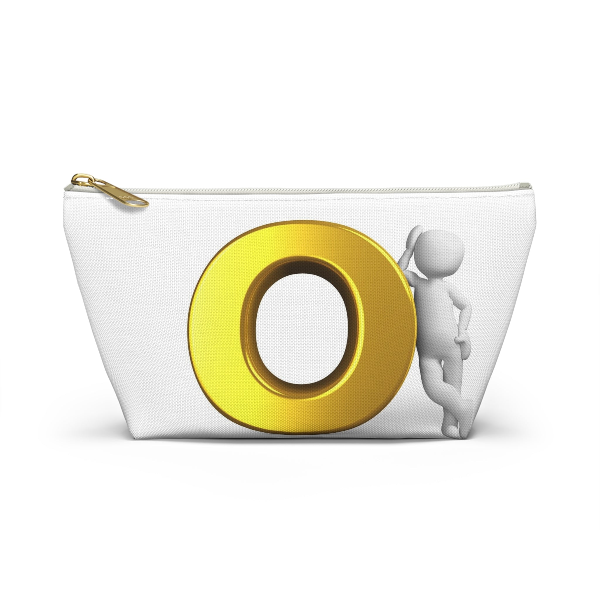 Gold Letter O Accessory Pouch | T-Bottom Cosmetic Bag