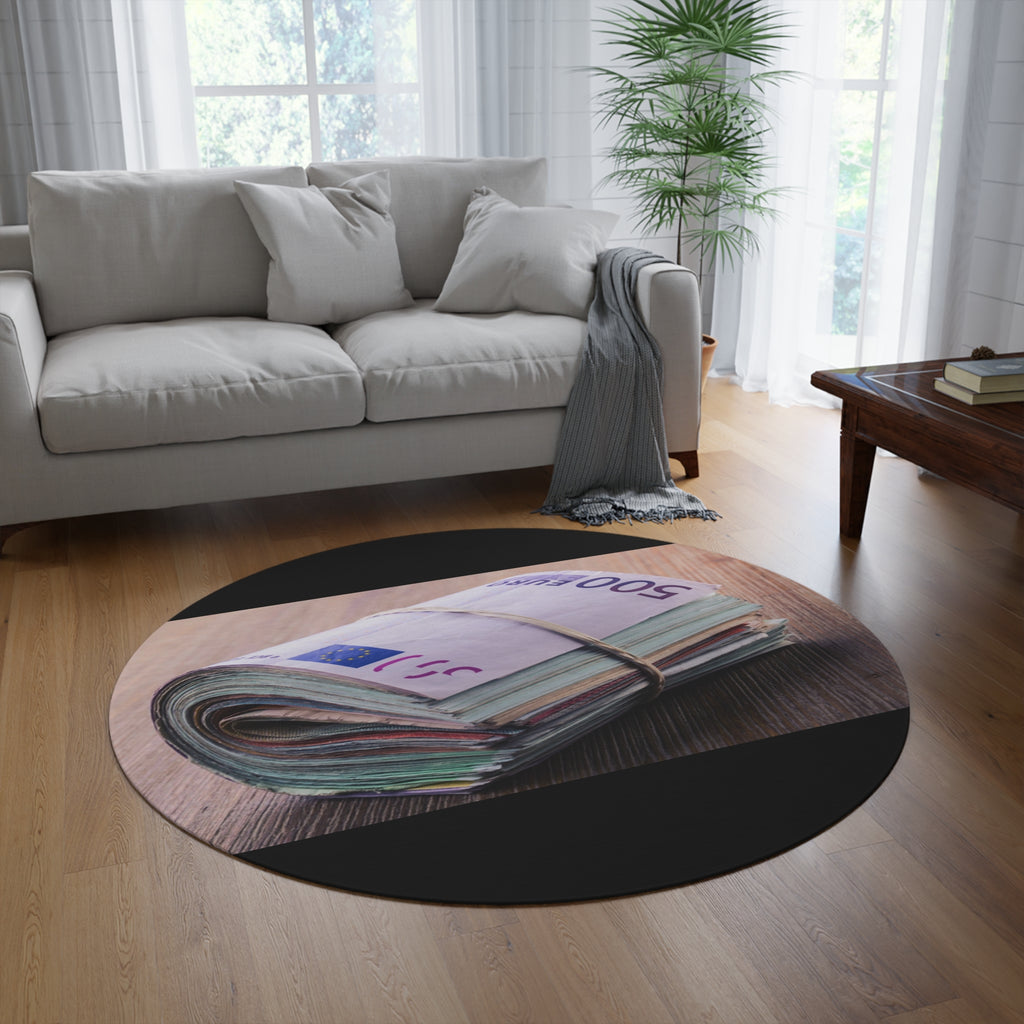 Stack of Euro Banknotes Round Rug | Money Photo Floor Mat