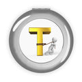Letter T Tugging Figure Compact Travel Mirror | Monogram Initial Makeup Mirror