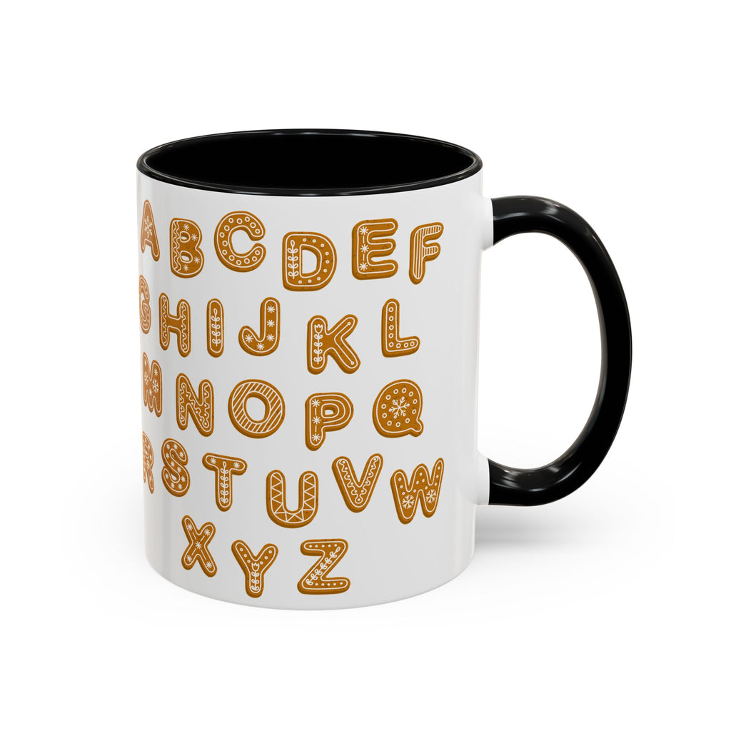 Lebkuchen-Alphabet-Tasse Akzent-Kaffeetasse | Keksbuchstaben-Muster