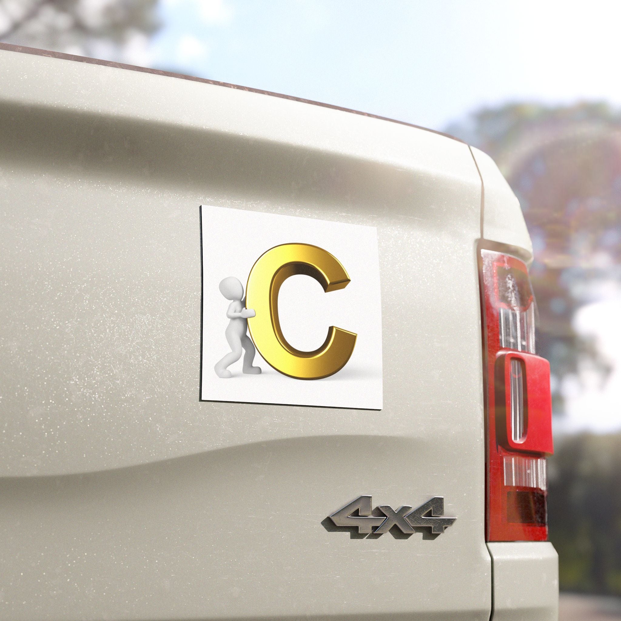 Gold 3D Letter C Car Magnet | Alphabet Initial Magnetic Decal