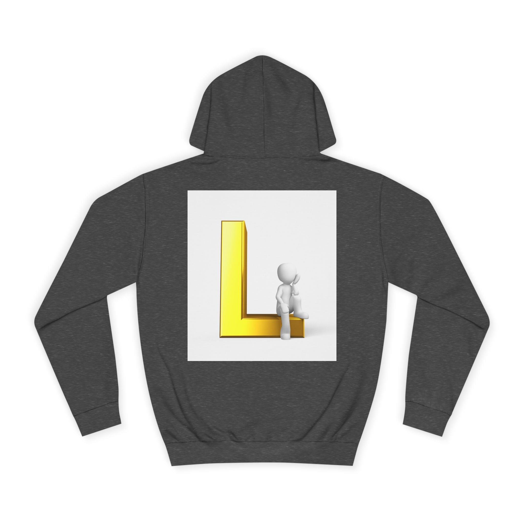 3D Letter L with Figure Hoodie | Initial L Sweatshirt