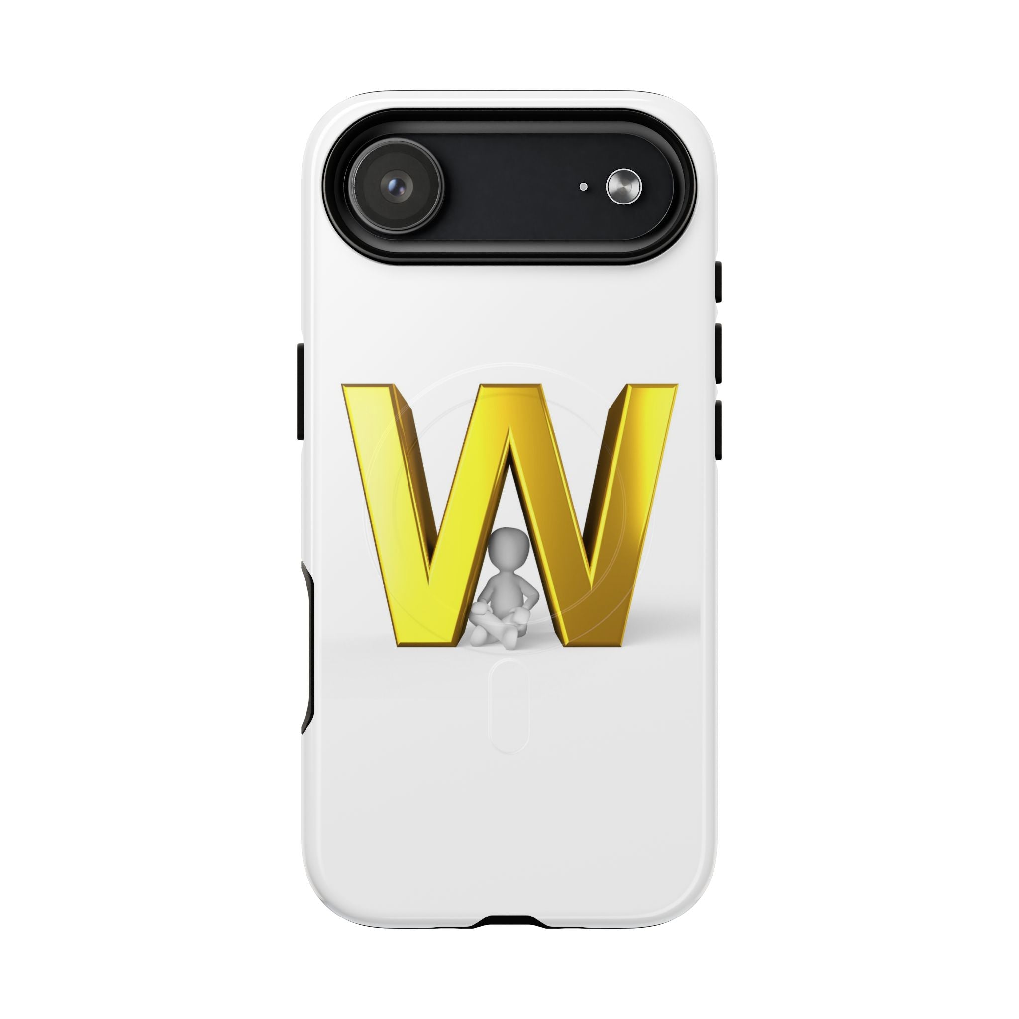Coque de téléphone à monogramme lettre W or | Coque magnétique résistante