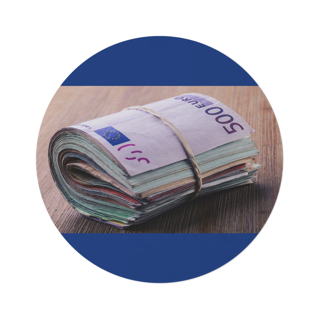 Stack of Euro Banknotes Round Rug | Money Print Floor Mat