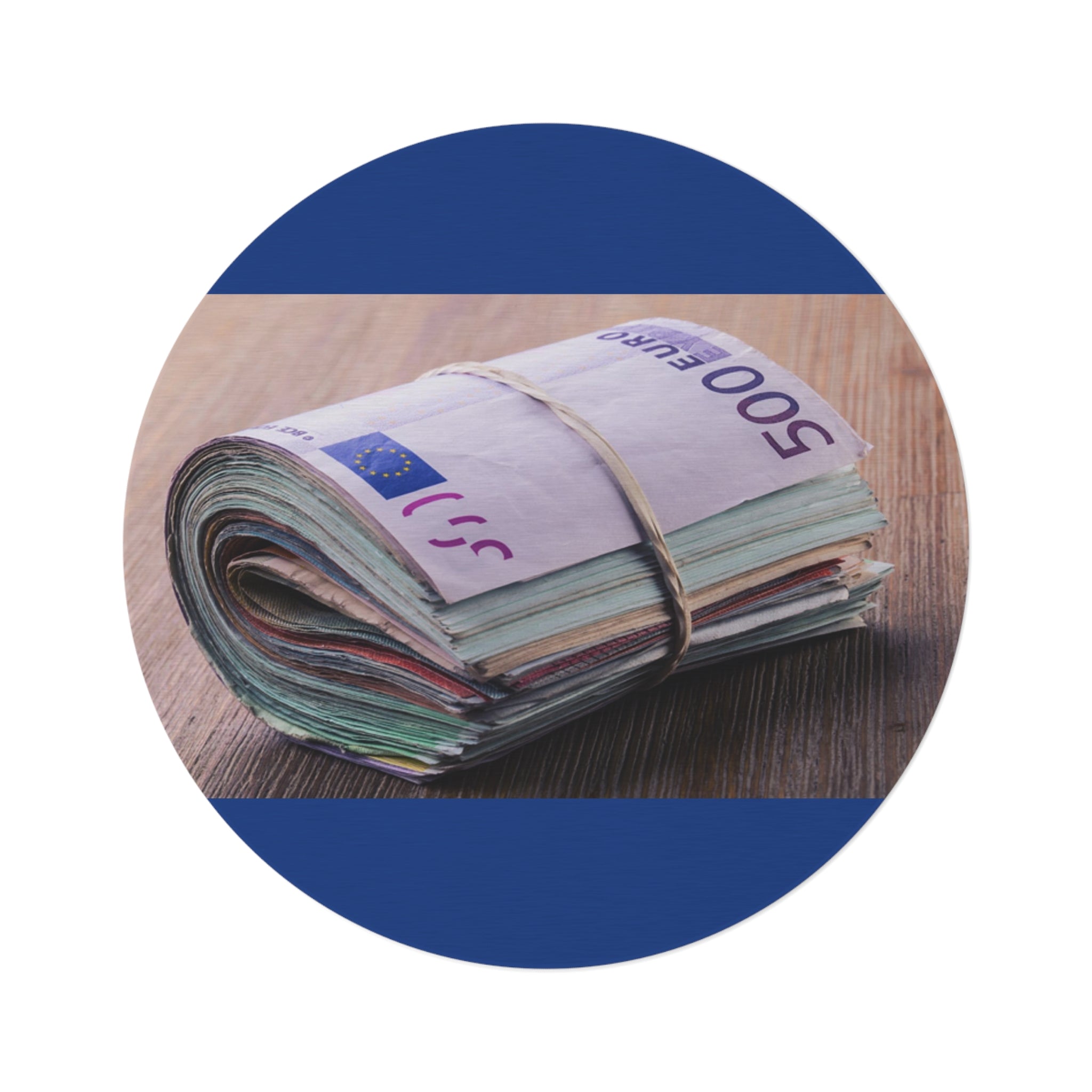 Stack of Euro Banknotes Round Rug | Money Print Floor Mat