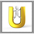 Gold Letter U with Climbing Figure Woven-Style Coverlet | Monogram Throw