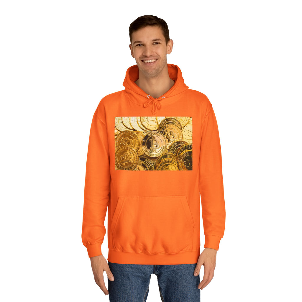 Golden Bitcoin Coins Hoodie | Crypto Cryptocurrency Crypto Art, Digital Currency Apparel