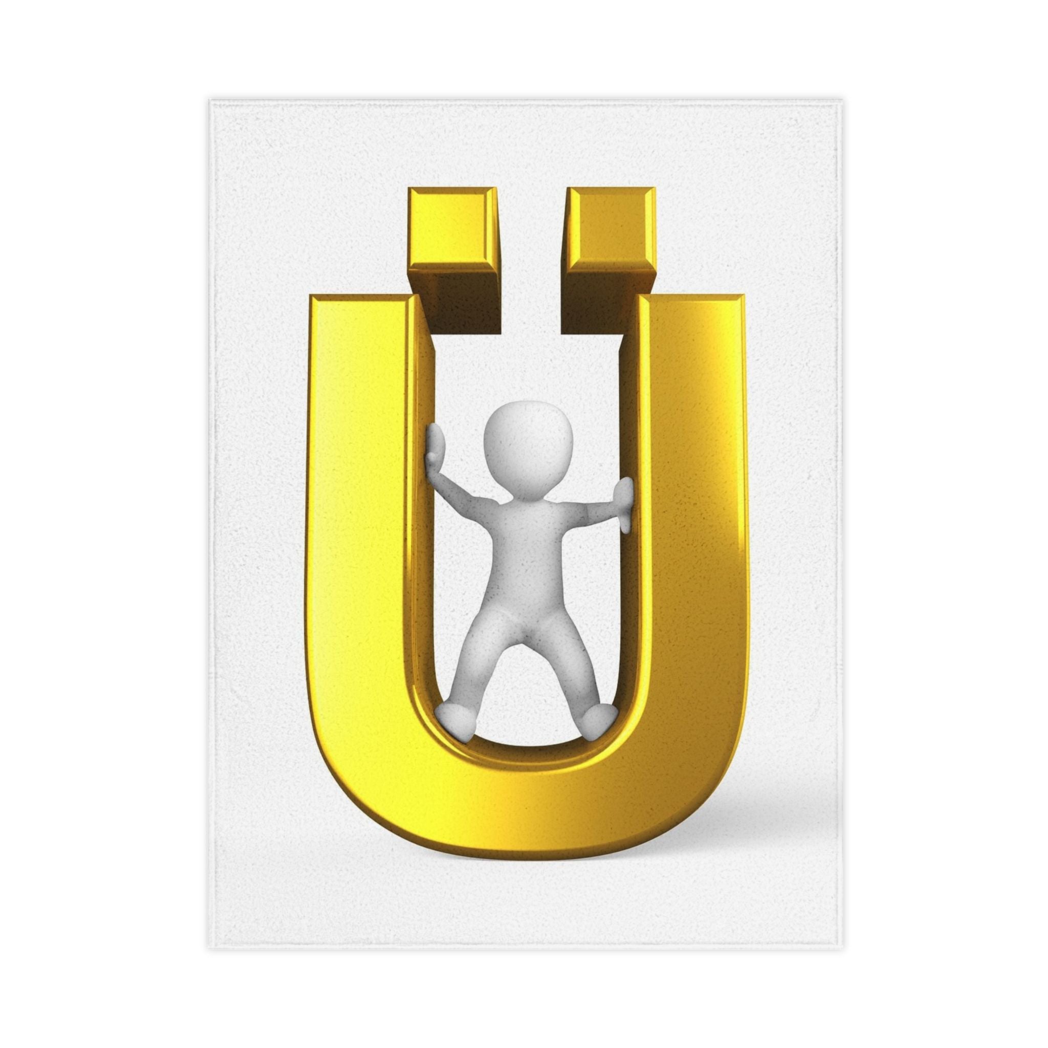 Gold Letter Ü with 3D Figure Toddler Blanket | Alphabet Initial Blanket