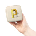 Gold Letter P Monogram Jewelry Travel Case | Compact Pink Organizer