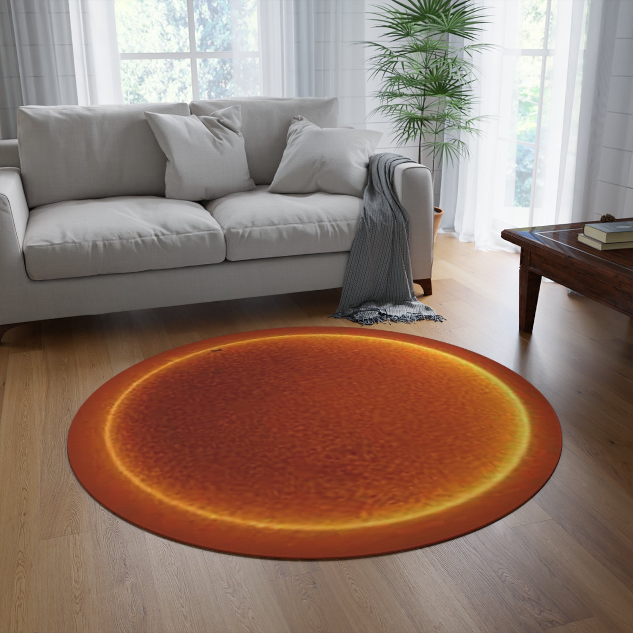 Solar Eclipse Sun Halo Round Rug | Celestial Room Decor