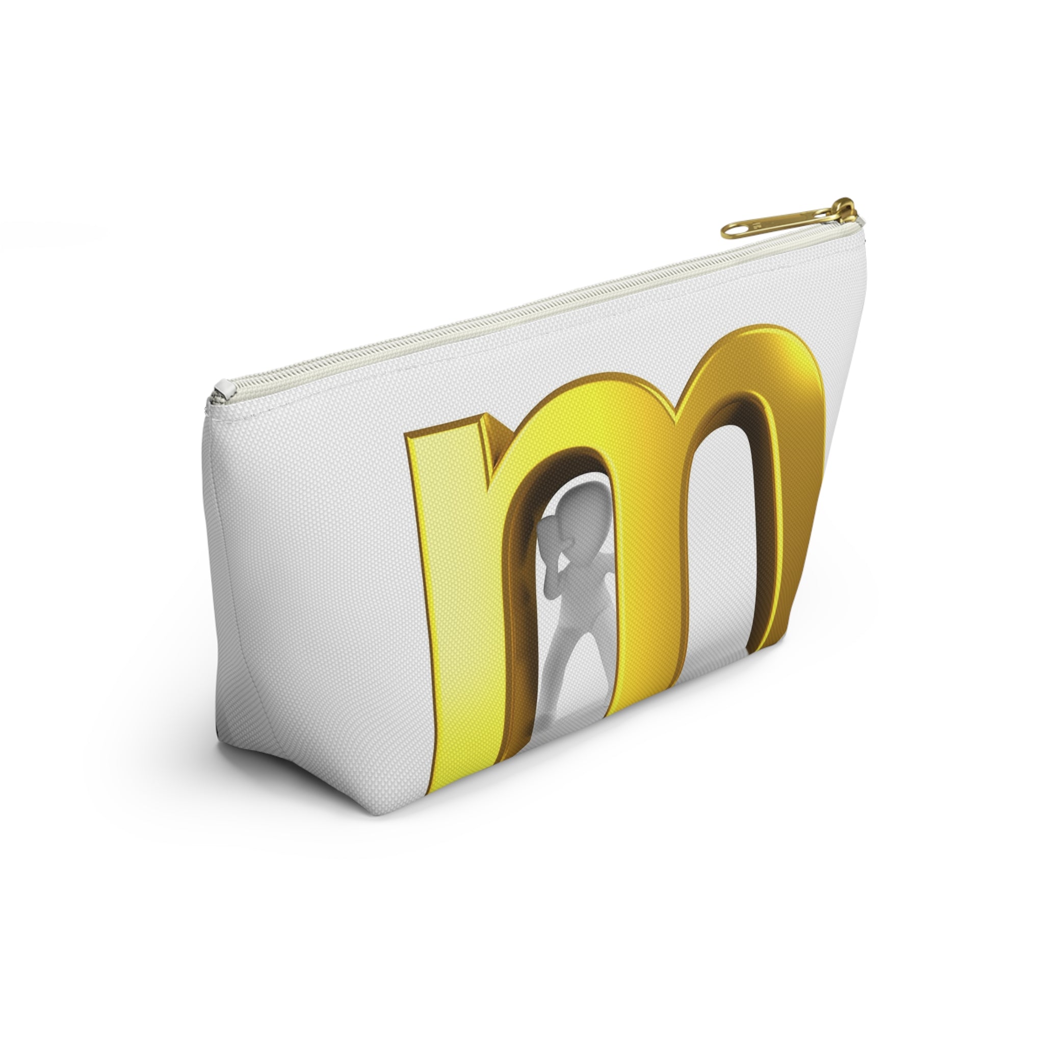 Gold Letter M Monogram Accessory Pouch | T-Bottom Makeup Bag