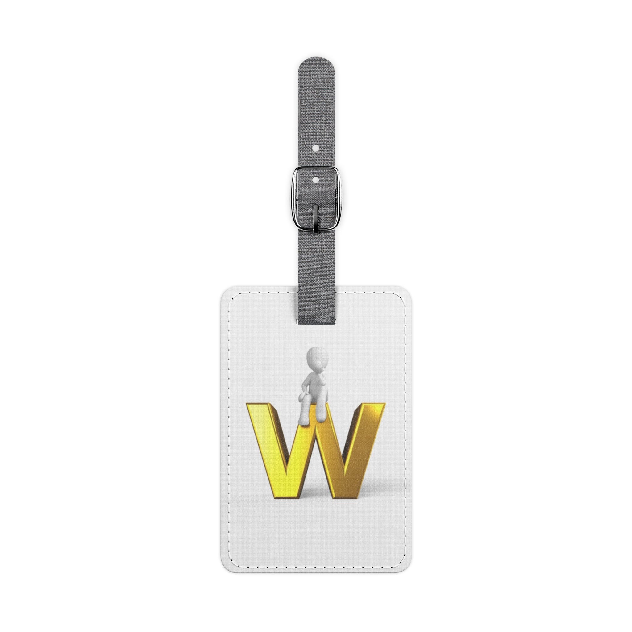 Gold Letter W Monogram Luggage Tag | Saffiano Polyester Rectangle