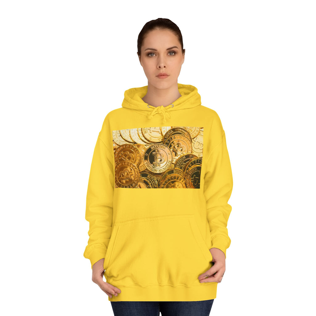 Golden Bitcoin Coins Hoodie | Crypto Cryptocurrency Crypto Art, Digital Currency Apparel