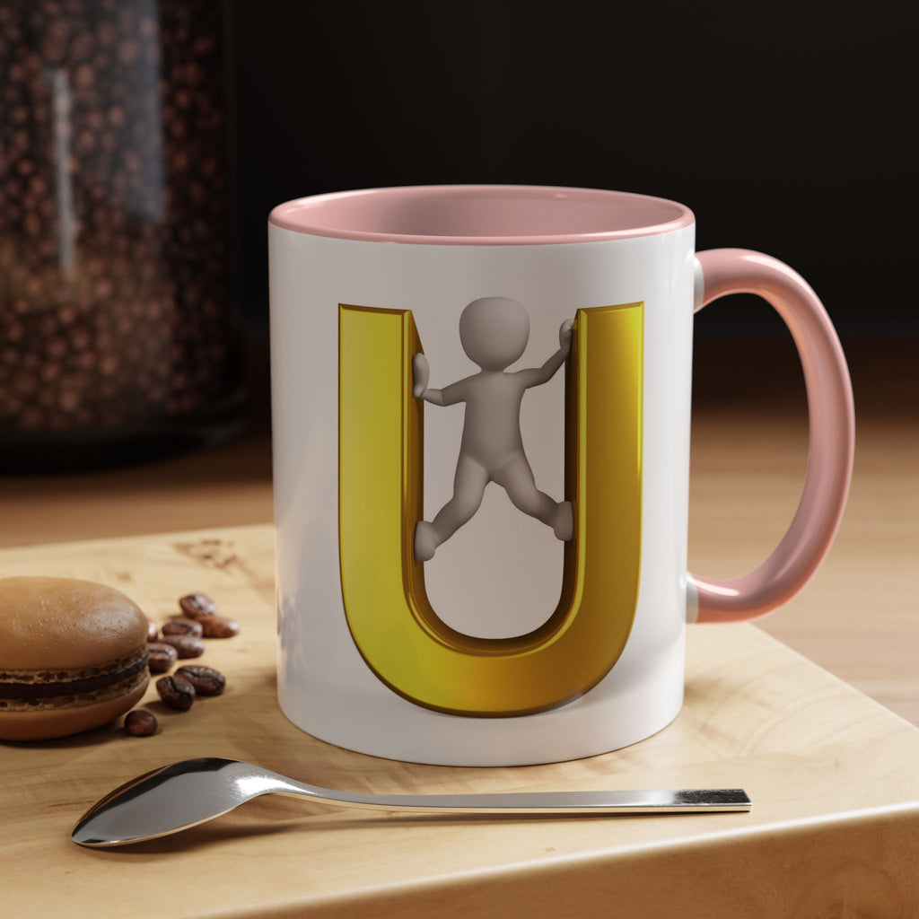 Mug en 3D avec lettre U dorée | Tasse à café 325 ml ou 440 ml