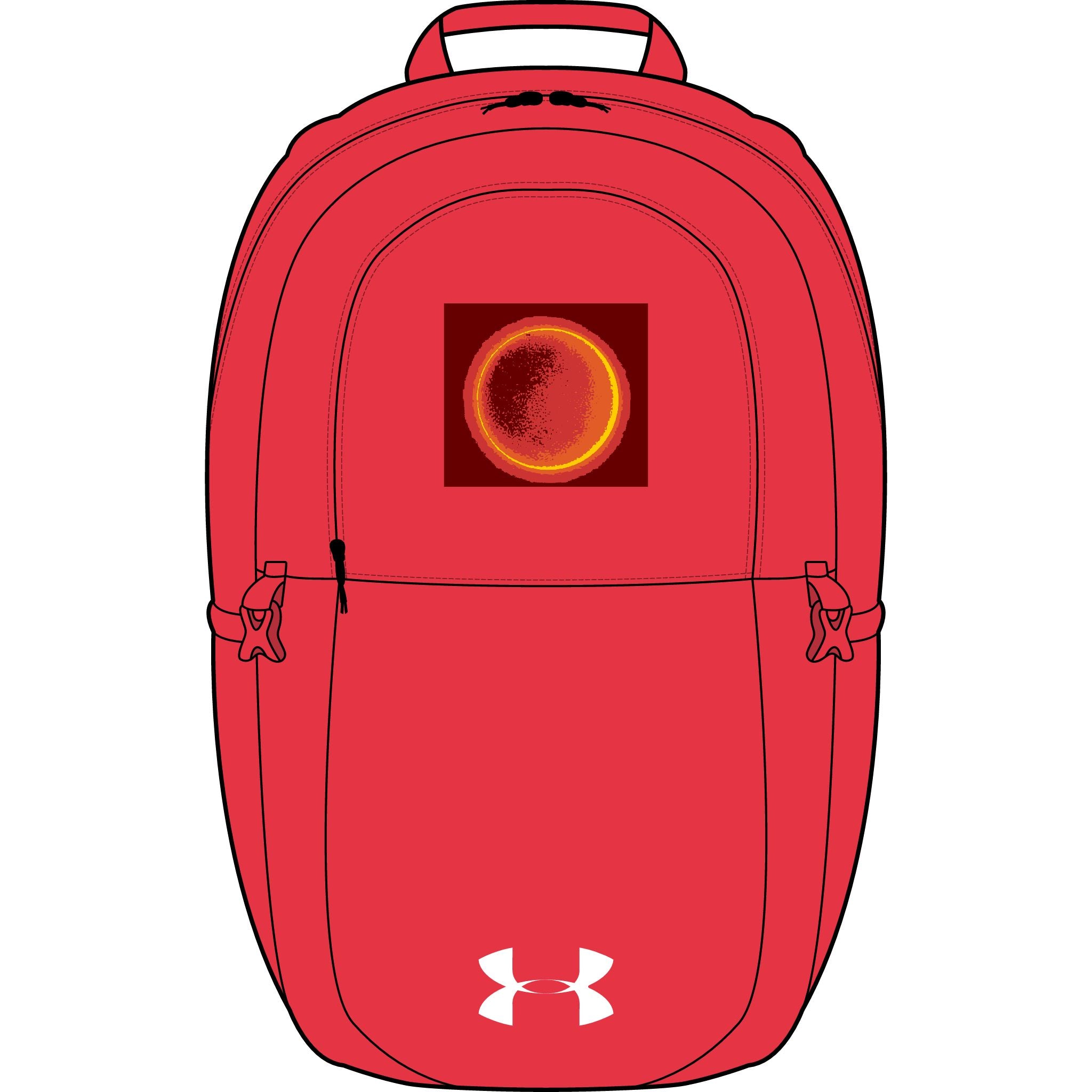 Feuriger Sonnenfinsternis-Rucksack | Bestickter runder Patch