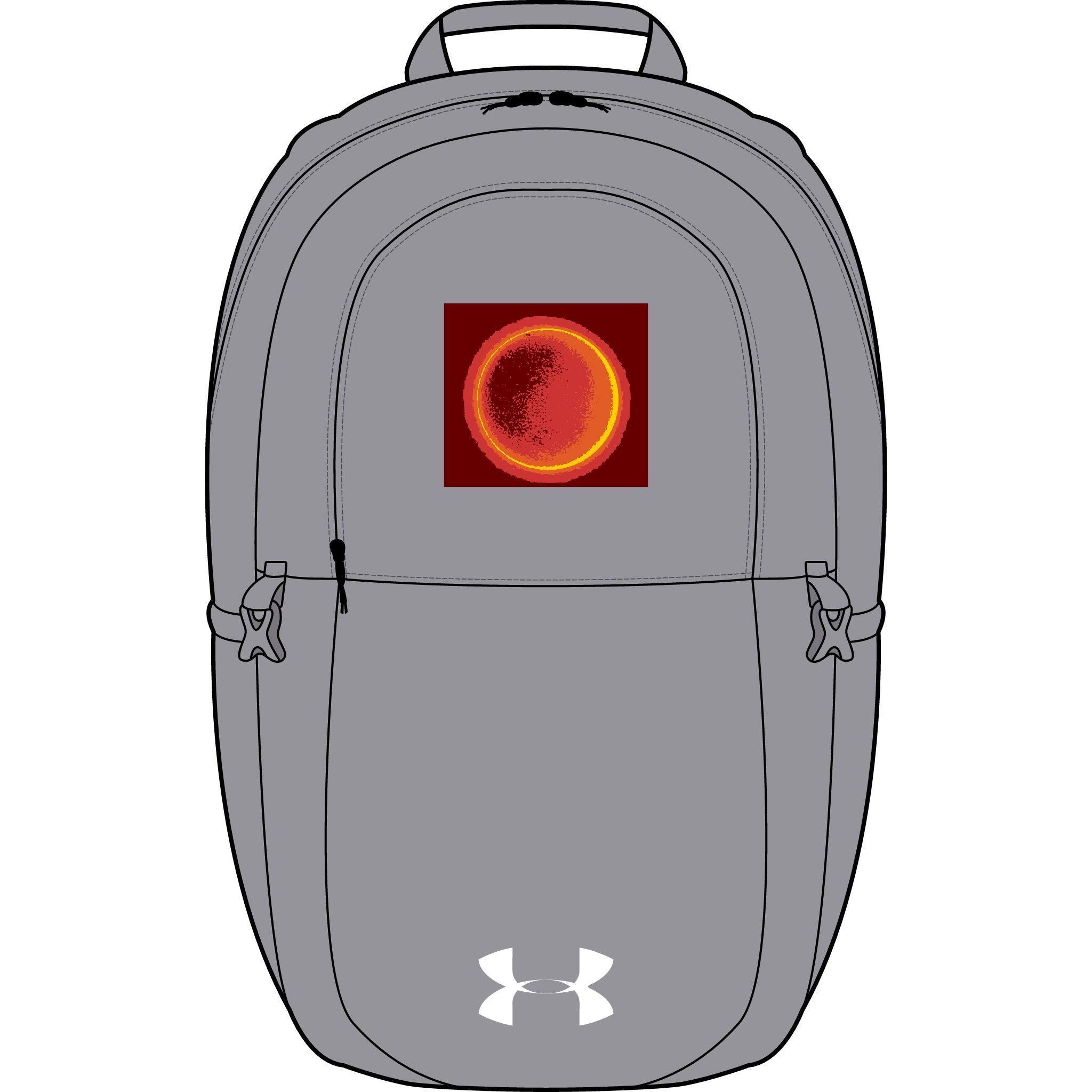Feuriger Sonnenfinsternis-Rucksack | Bestickter runder Patch
