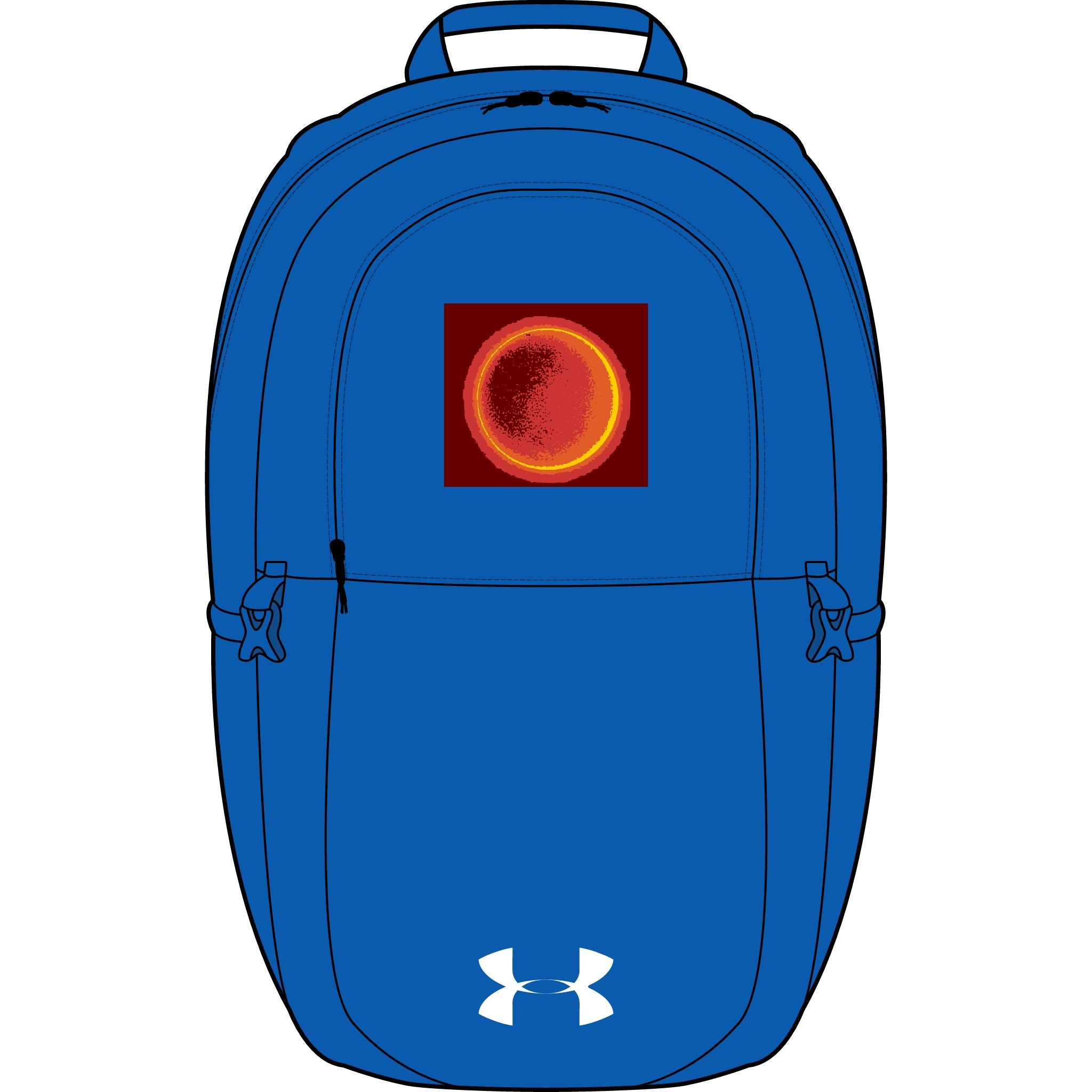 Feuriger Sonnenfinsternis-Rucksack | Bestickter runder Patch