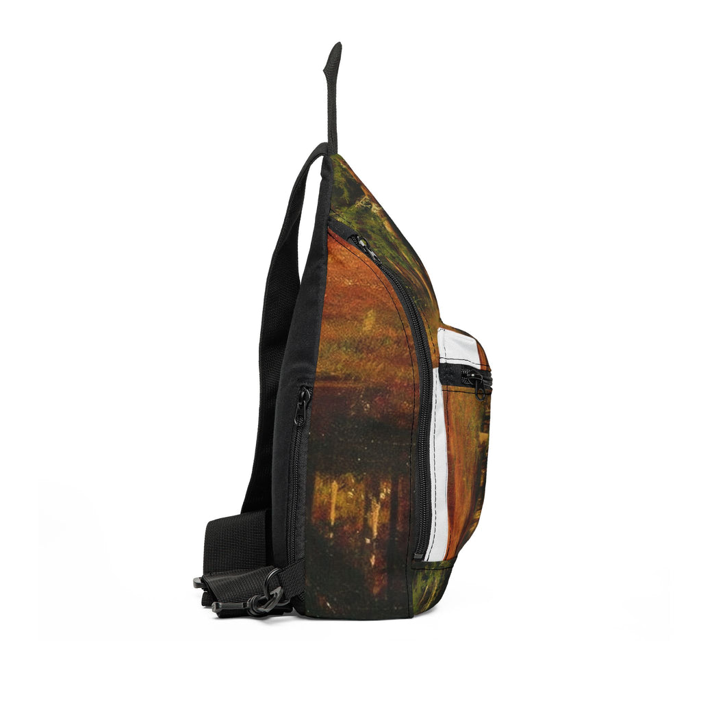 Forest Cabin Painting Sling Bag | Nature Landscape Crossbody