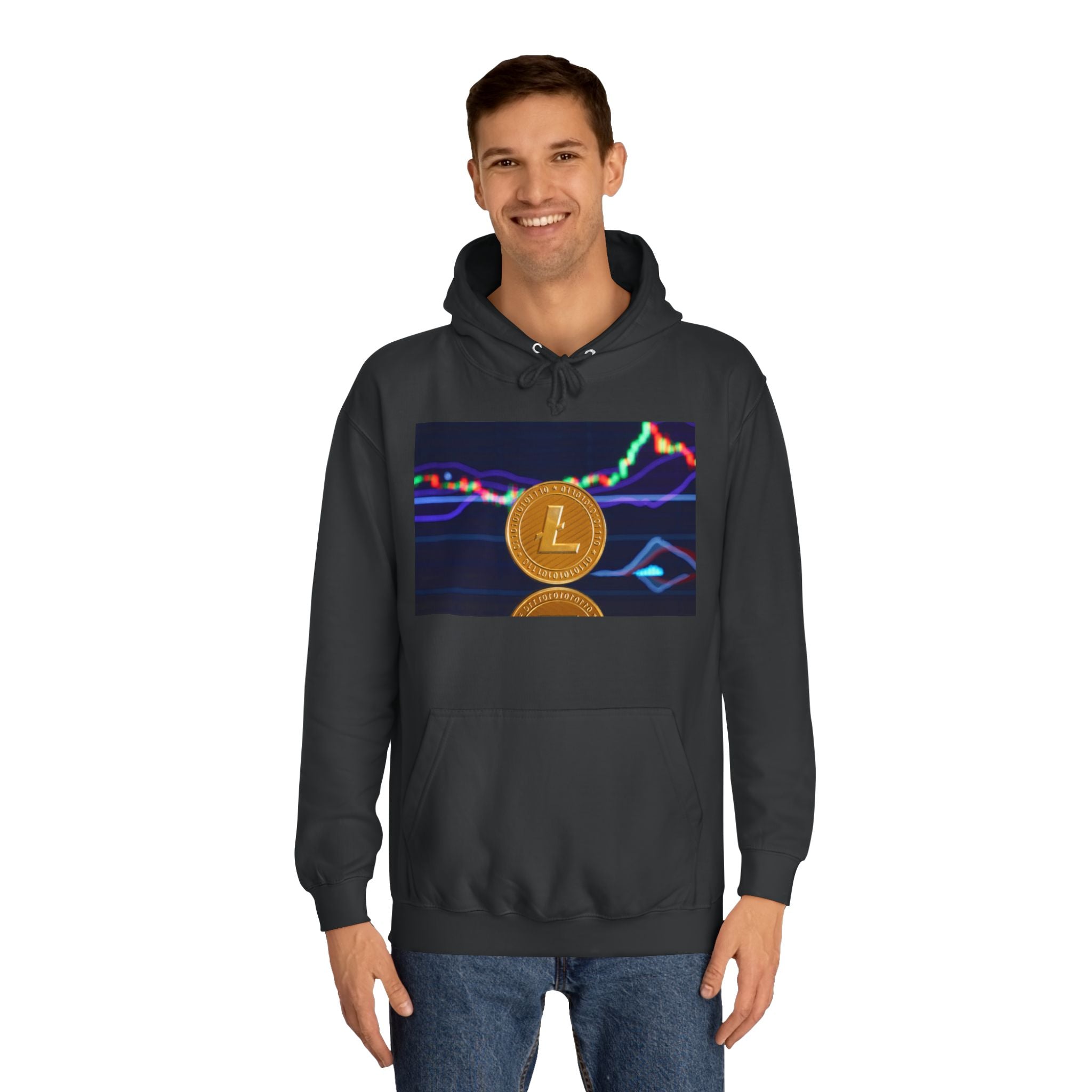Litecoin Coin Graphic Hoodie | Crypto Chart Design, Digital Currency Apparel
