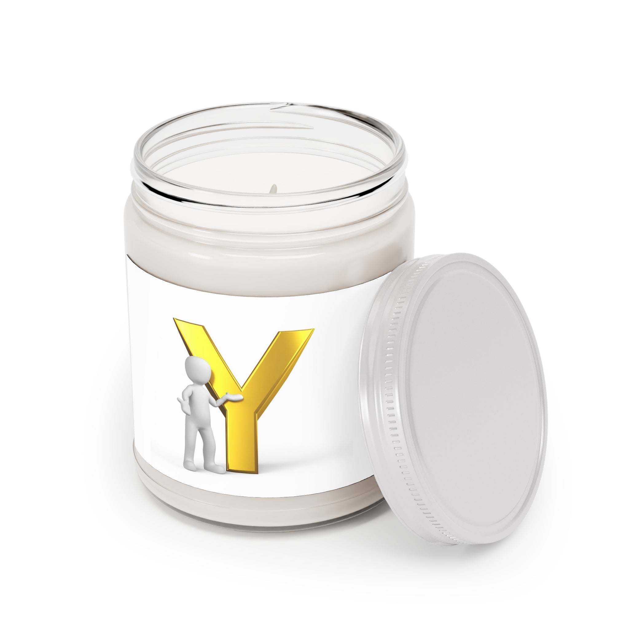 Gold Letter Y Initial Candle Soy Jar | 9oz White Lid