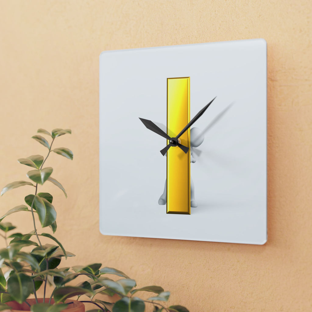 Minimal Gold Letter i Acrylic Wall Clock | Modern Geometric Decor