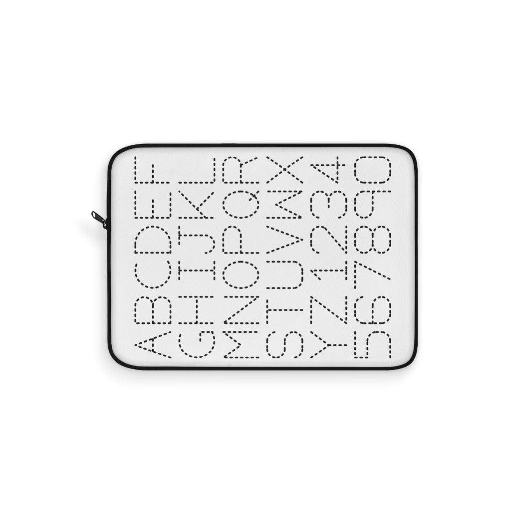 Dotted Alphabet and Numbers Laptop Sleeve | Monochrome Typographic Design