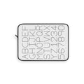 Dotted Alphabet and Numbers Laptop Sleeve | Monochrome Typographic Design