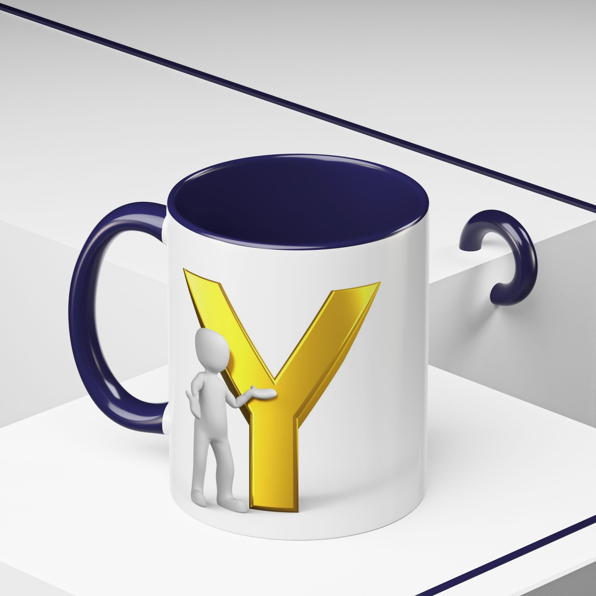 Goldbuchstabe Y mit Motiv Kaffeetasse | Akzentgriff und Innenseite