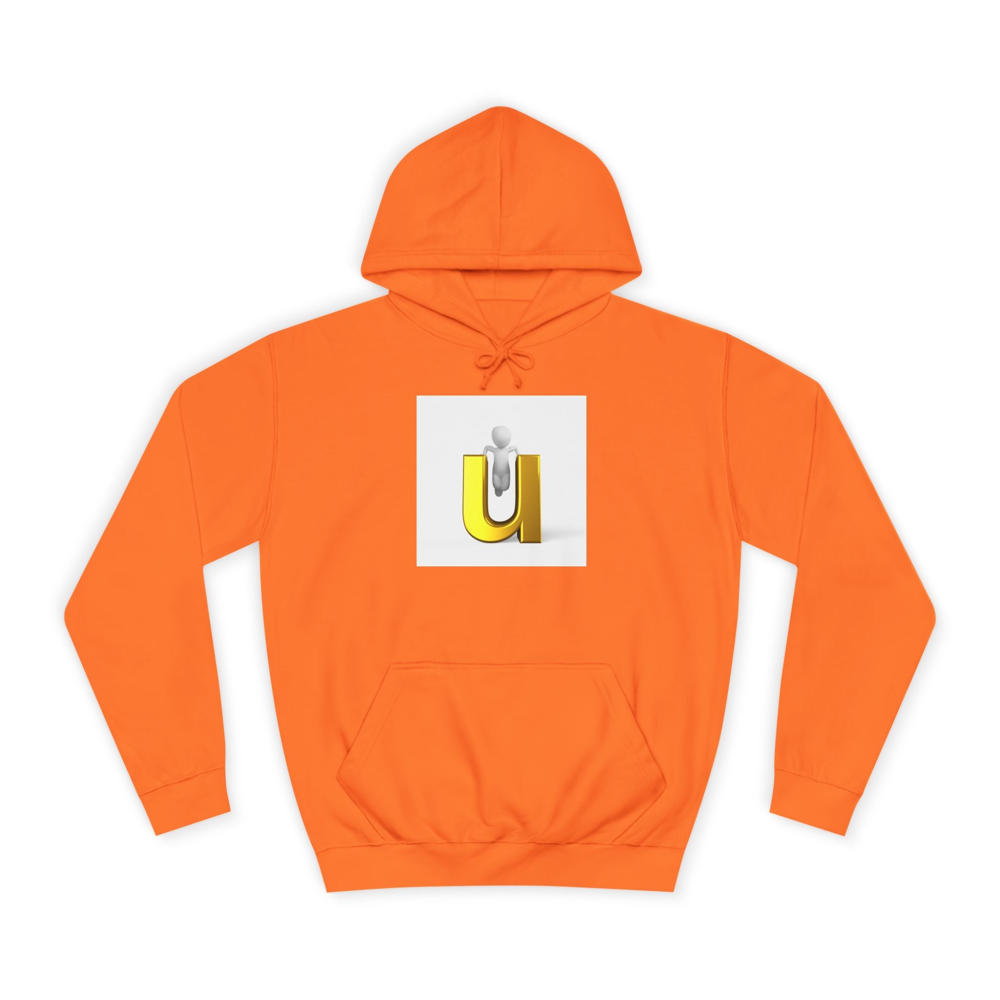 Sweat à capuche lettre U dorée en 3D | Sweat-shirt initial minimaliste