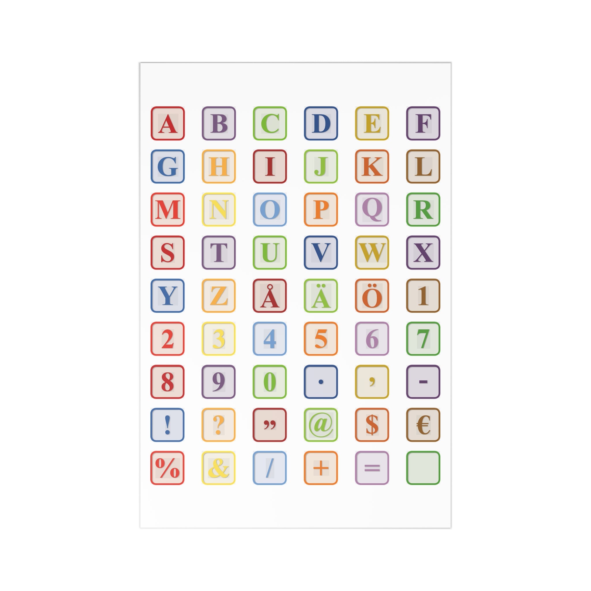 Alphabet and Symbols Postcards | Colorful Letter and Number Cards Set