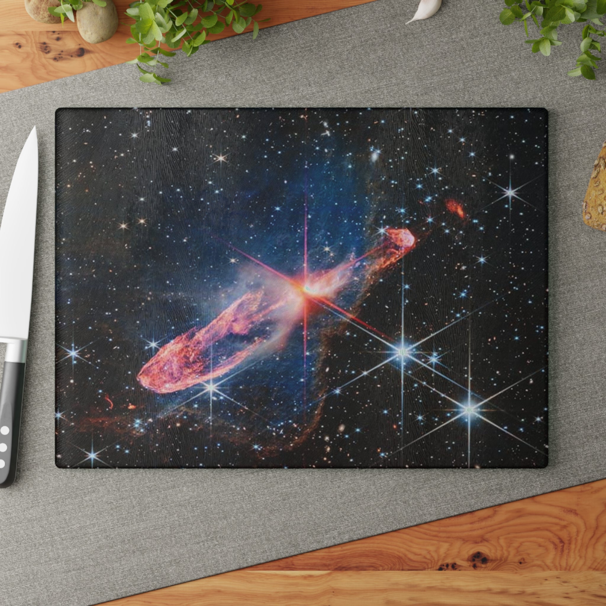 Cosmic Nebula Galaxy Glass Cutting Board | Space Starfield Kitchen Decor