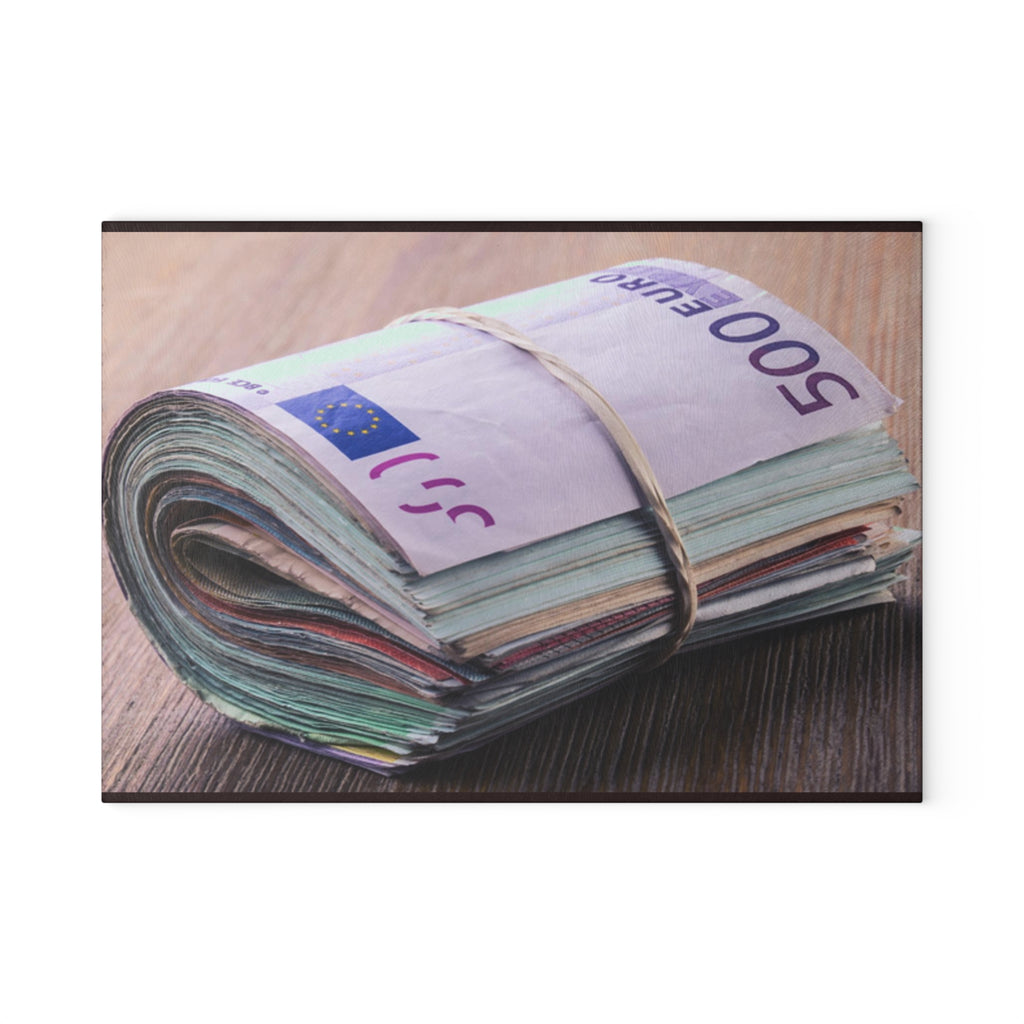 Stacked Euro Banknotes Glass Cutting Board | Money Photo Kitchen Decor