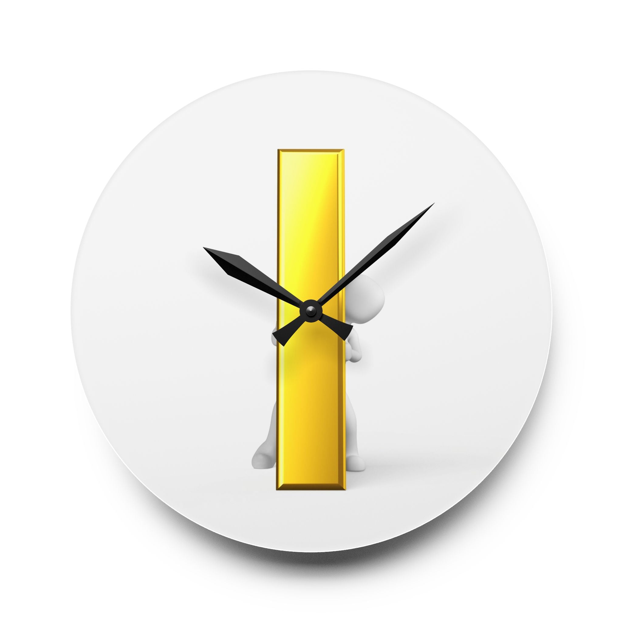 Minimal Gold Letter i Acrylic Wall Clock | Modern Geometric Decor