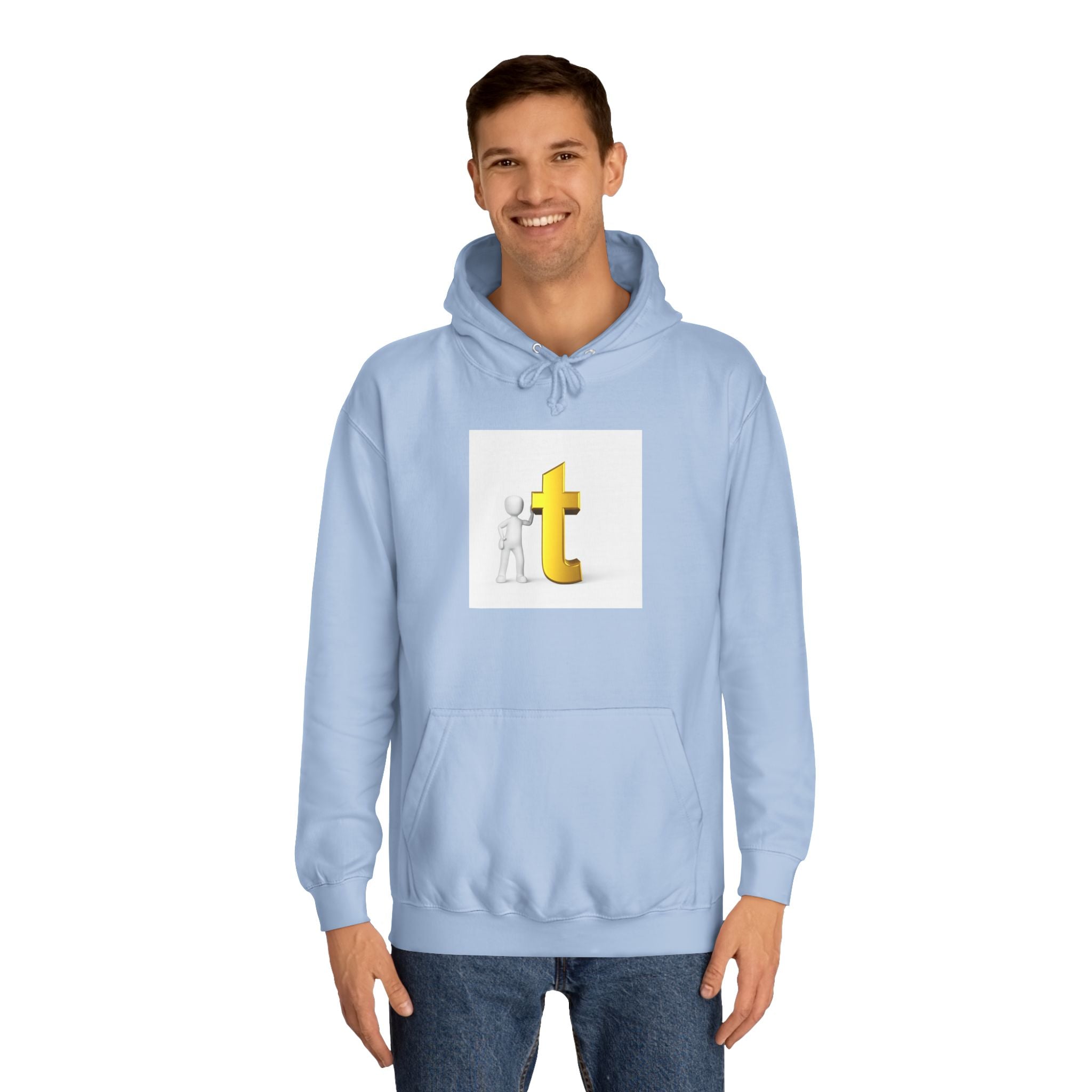 3D Gold Letter T Hoodie | Minimal Letterman Initial Sweatshirt