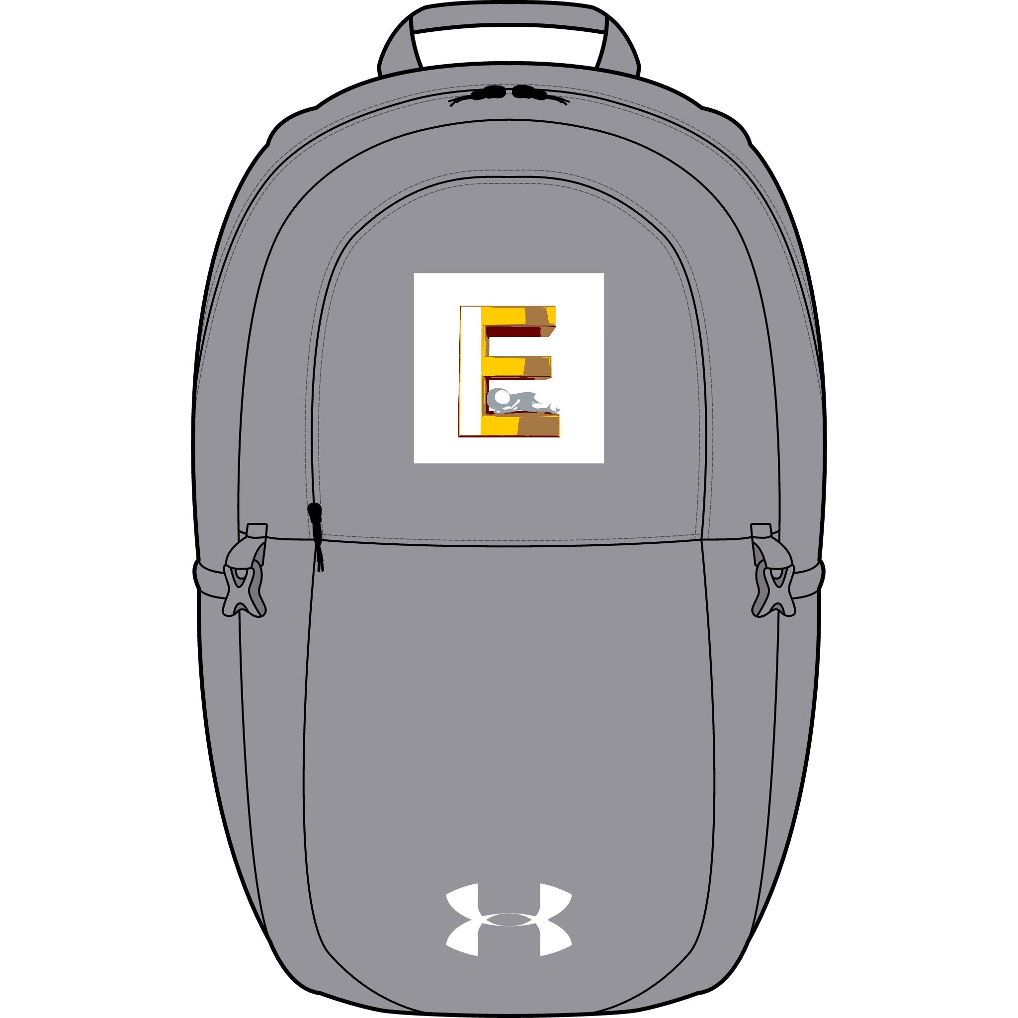 Buchstabe E Monogramm-Patch Rucksack | Gestickte Initiale auf Under Armour Tasche