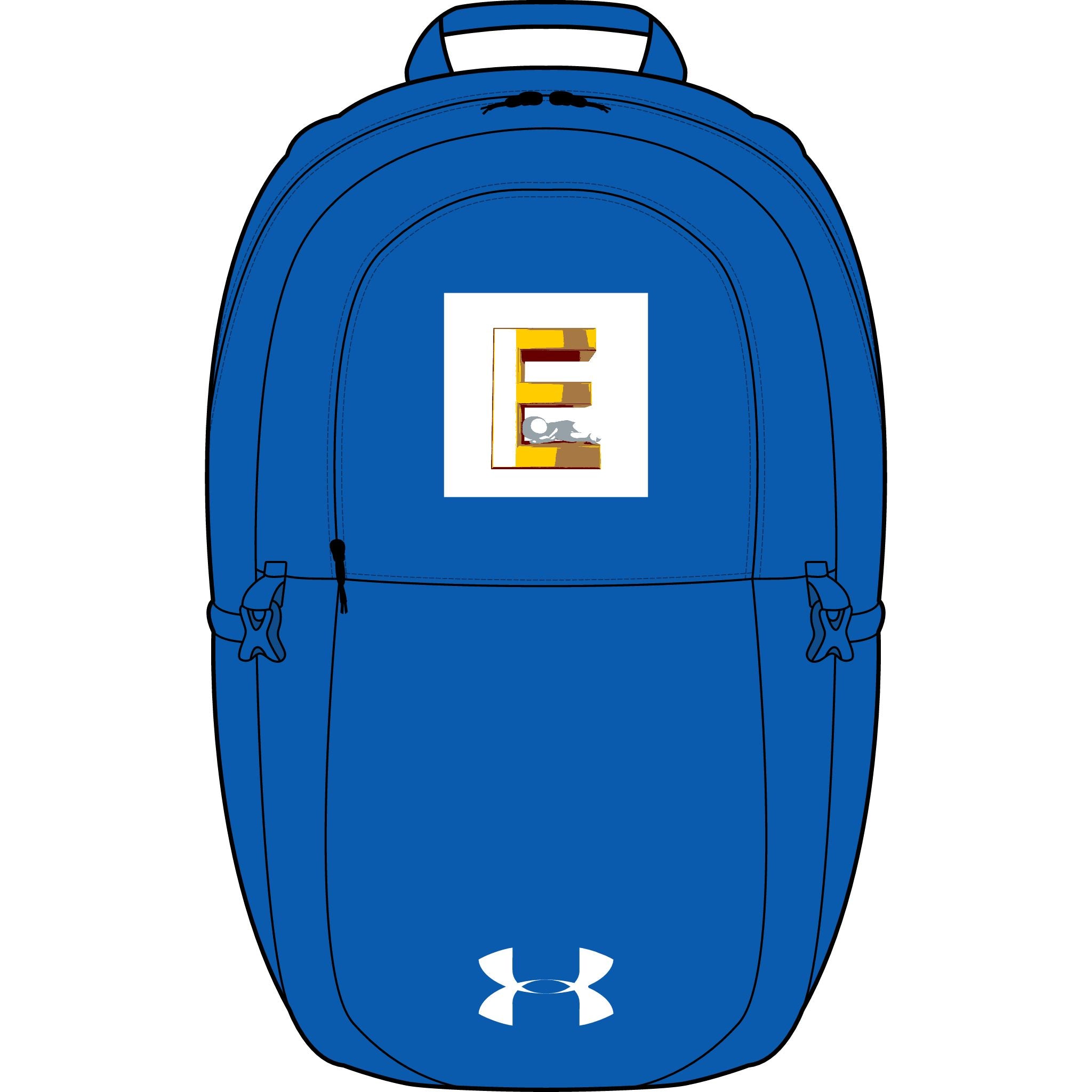 Buchstabe E Monogramm-Patch Rucksack | Gestickte Initiale auf Under Armour Tasche