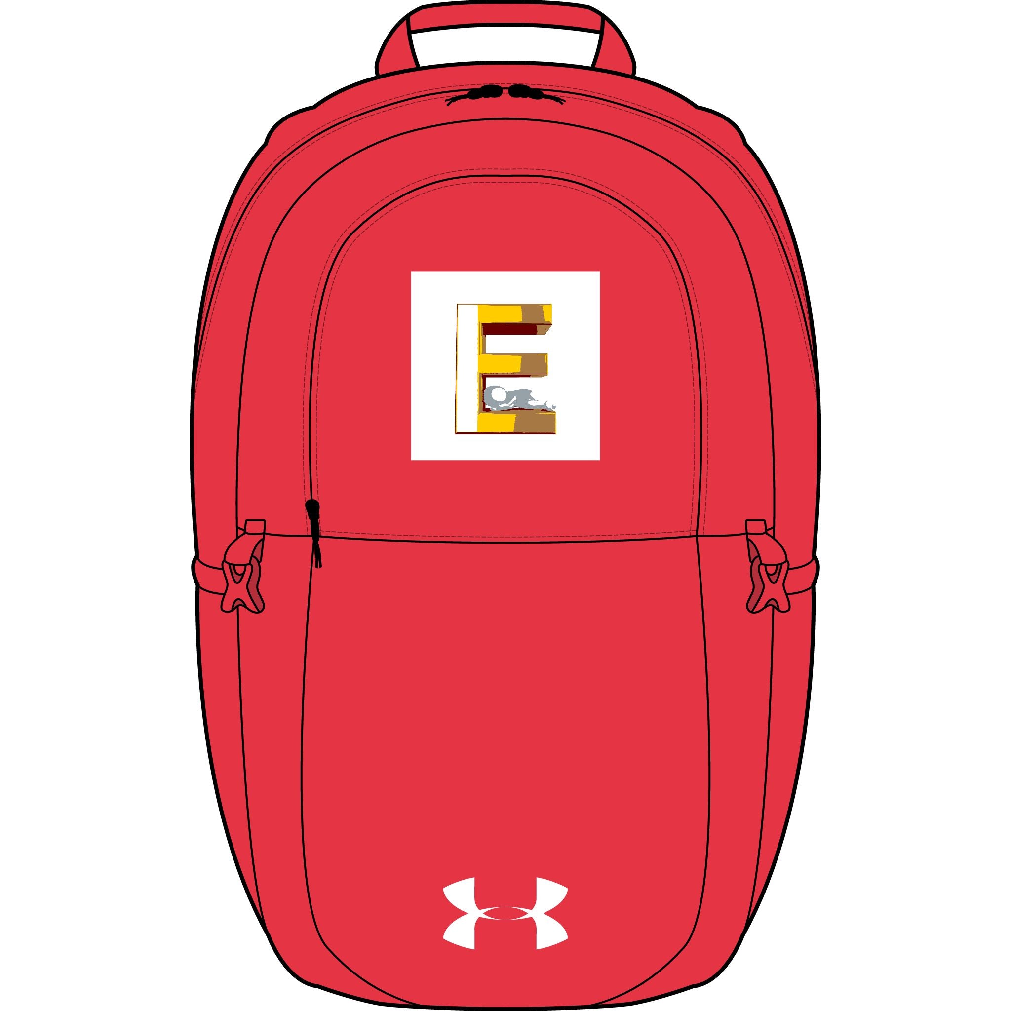 Buchstabe E Monogramm-Patch Rucksack | Gestickte Initiale auf Under Armour Tasche