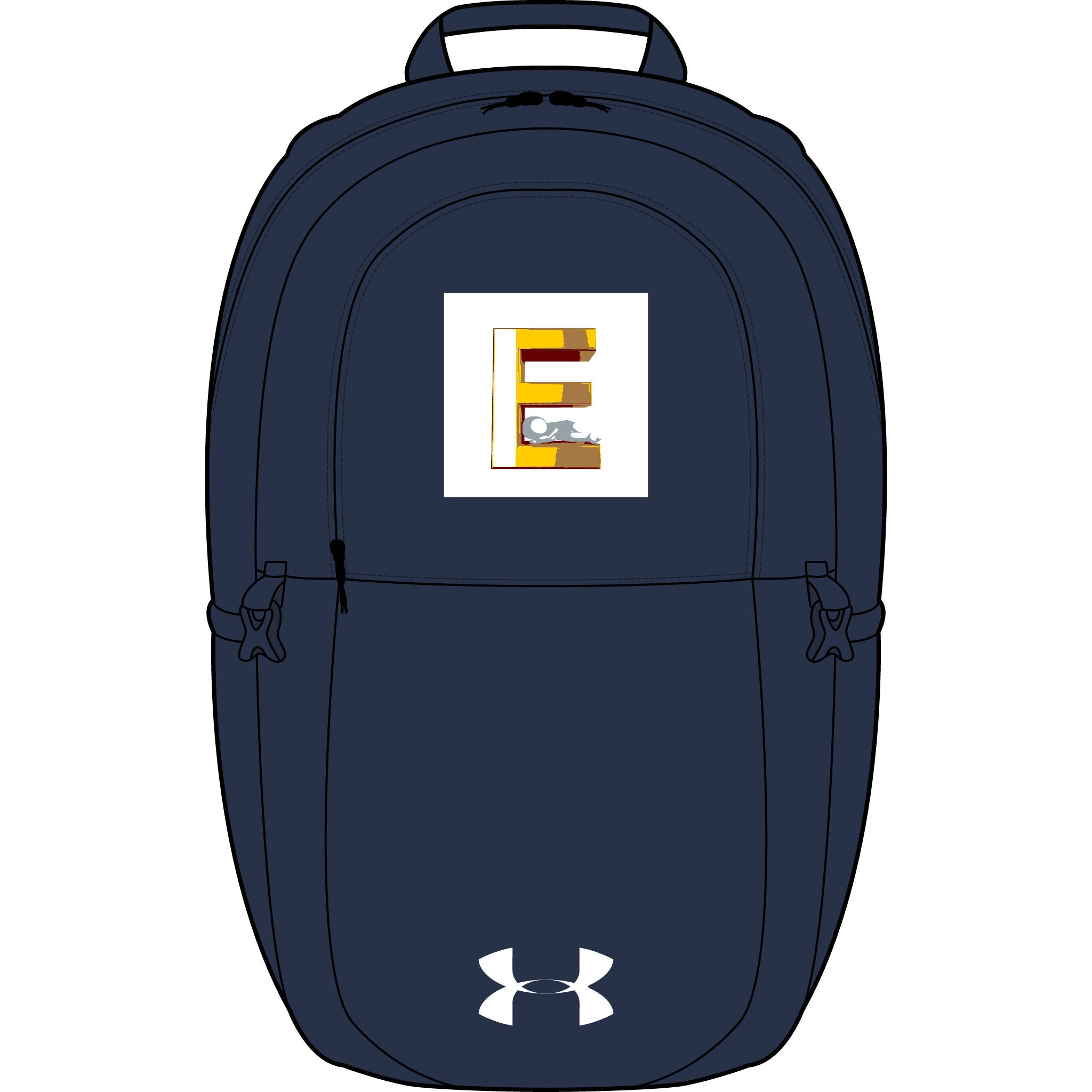 Letter E monogram patch Backpack | Embroidered initial on Under Armour bag