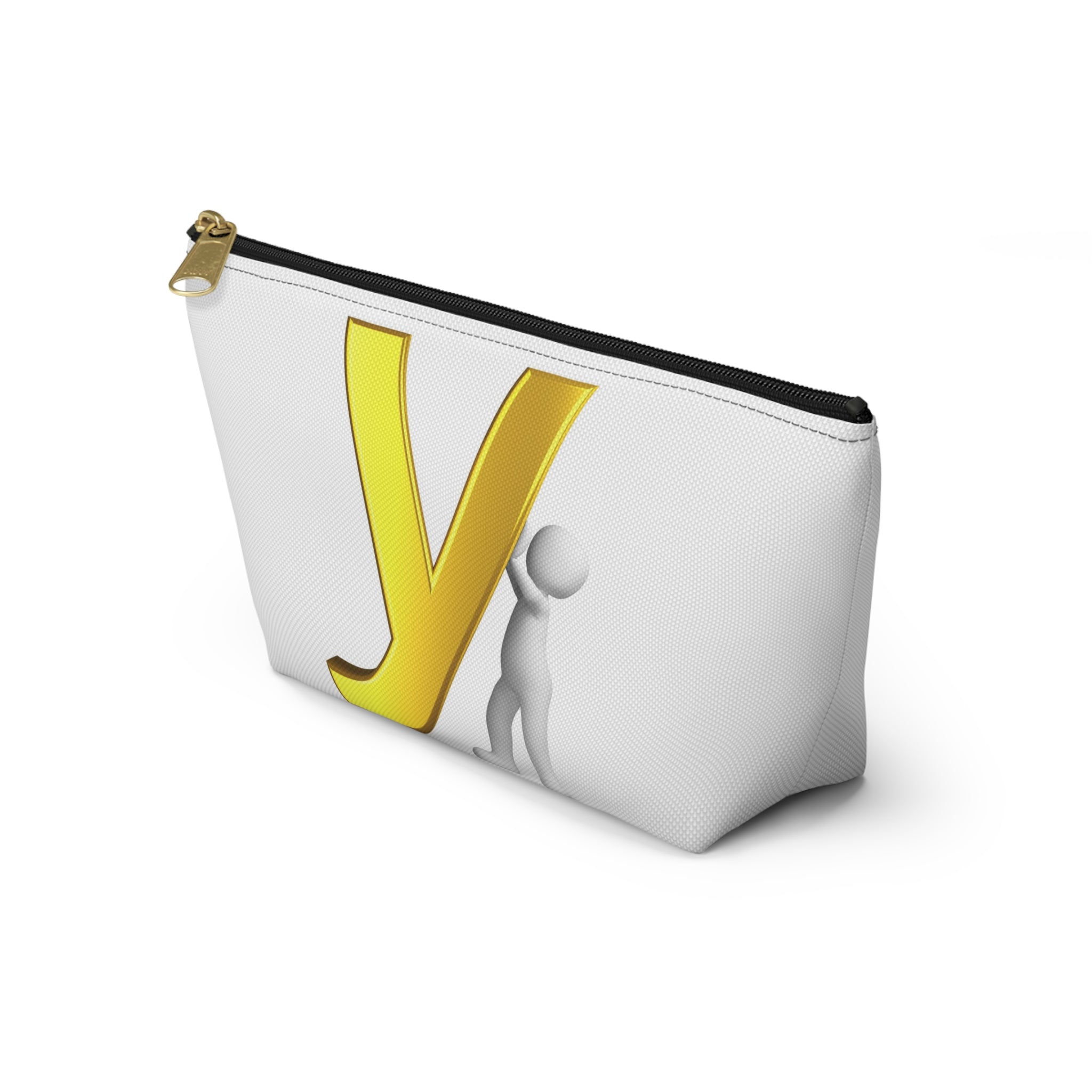 Gold Letter Y with 3D Figure Accessory Pouch